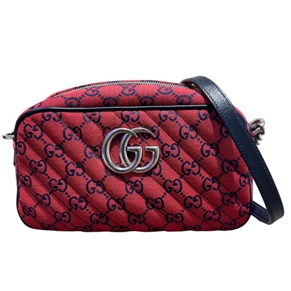 Gucci Gg Marmont Quilted Small Shoulder Bag Gg Campus Red Black